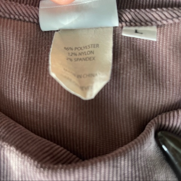 Hot Cotton Purple 3/4 Sleeves Ribbed Top L - Picture 4 of 4